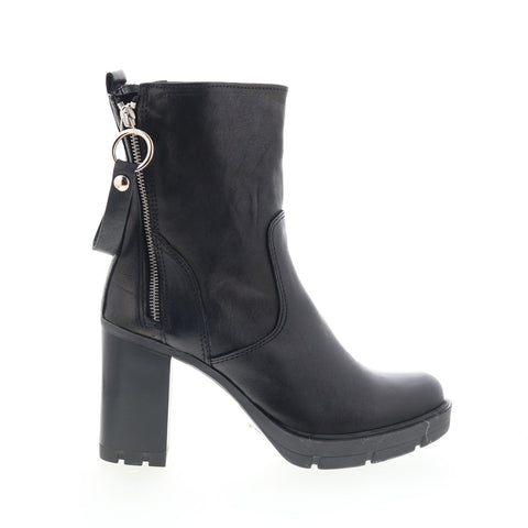 Divine Follie Divine Follie7 Womens Black Leather Ankle & Booties Boots