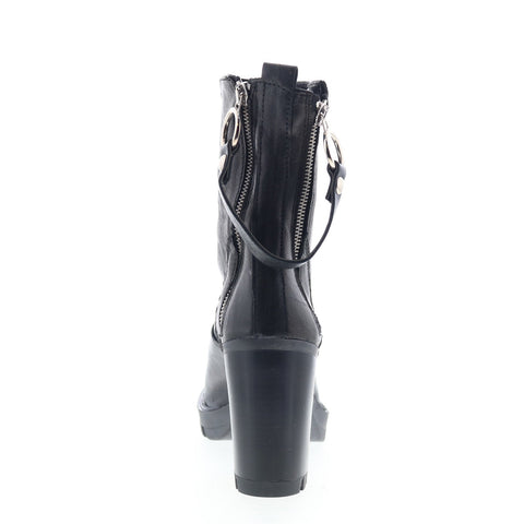 Divine Follie Divine Follie7 Womens Black Leather Ankle & Booties Boots