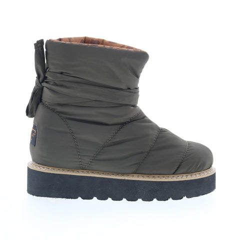 Divine Follie Divine Follie8 Womens Green Canvas Slip On Casual Dress Boots