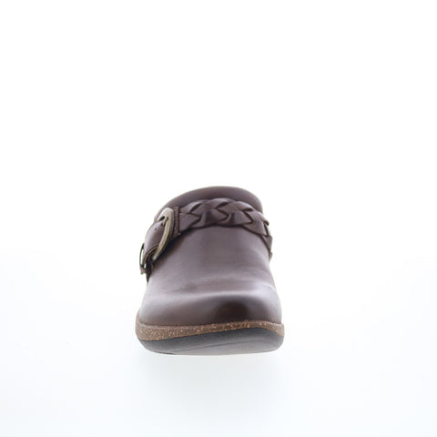 Aetrex Libby DM202W Womens Brown Leather Slip On Clog Flats Shoes