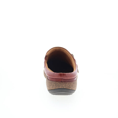 Aetrex Libby DM209 Womens Burgundy Leather Slip On Clogs Flats Shoes