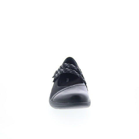 Aetrex Annie DM450 Womens Black Wide Leather Strap Mary Jane Flats Shoes