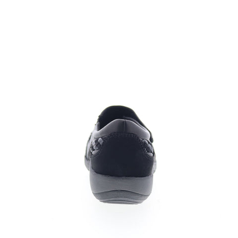 Aetrex Karina DM500 Womens Black Leather Strap Lifestyle Sneakers Shoes