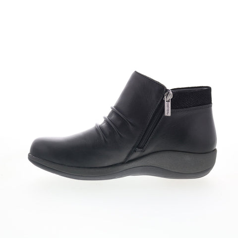 Aetrex Luna DM700W Womens Black Wide Leather Zipper Casual Dress Boots