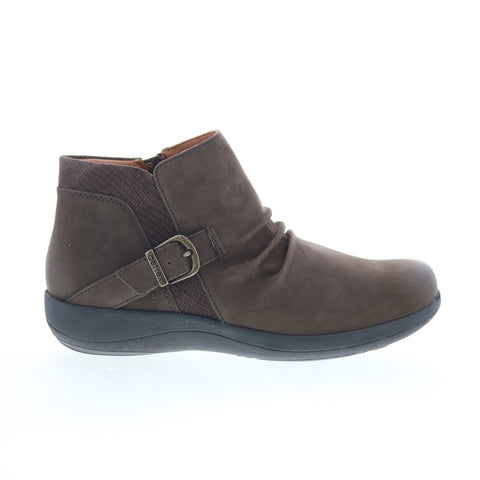 Aetrex Luna DM702W Womens Brown Nubuck Zipper Casual Dress Boots
