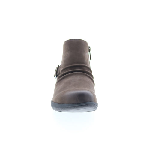 Aetrex Luna DM702W Womens Brown Nubuck Zipper Casual Dress Boots