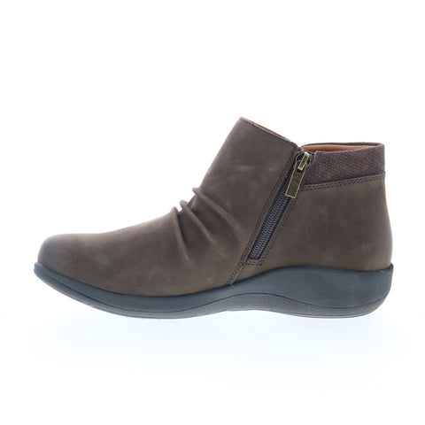 Aetrex Luna DM702W Womens Brown Nubuck Zipper Casual Dress Boots