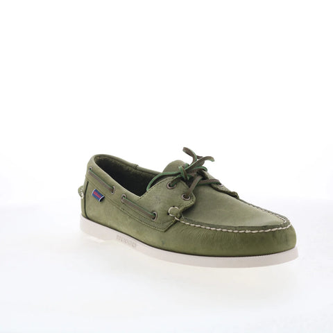 Sebago Docksides Portland Crazy Horse Mens Green Suede Loafers Boat Shoes