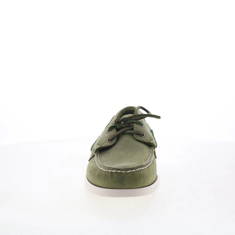 Sebago Docksides Portland Crazy Horse Mens Green Suede Loafers Boat Shoes