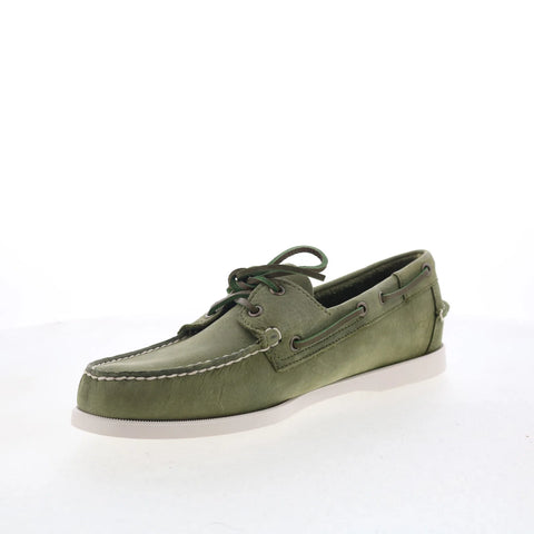 Sebago Docksides Portland Crazy Horse Mens Green Suede Loafers Boat Shoes