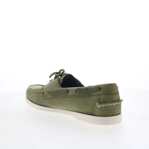 Sebago Docksides Portland Crazy Horse Mens Green Suede Loafers Boat Shoes