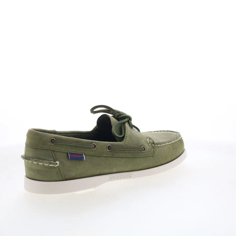 Sebago Docksides Portland Crazy Horse Mens Green Suede Loafers Boat Shoes