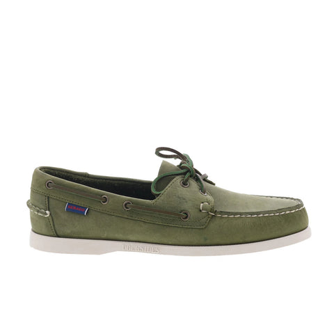 Sebago Docksides Portland Crazy Horse Mens Green Suede Loafers Boat Shoes