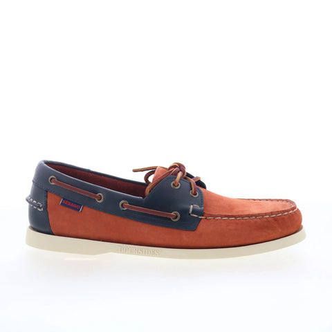 Sebago Docksides Portland Nubuck Waxy Mens Brown Loafers Boat Shoes