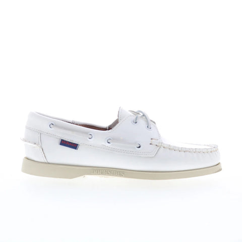 Sebago Docksides Portland Patent Womens White Loafers & Slip Ons Boat Shoes