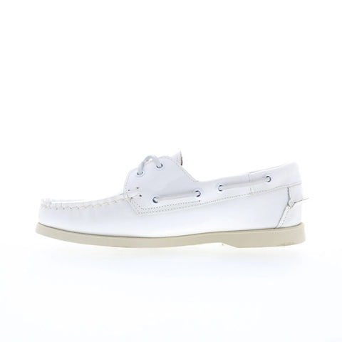 Sebago Docksides Portland Patent Womens White Loafers & Slip Ons Boat Shoes