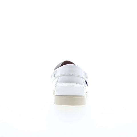 Sebago Docksides Portland Patent Womens White Loafers & Slip Ons Boat Shoes