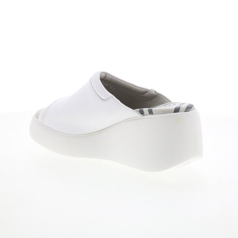 Fly London Doli DOLI042FLY-003 Womens White Leather Slides Sandals Shoes