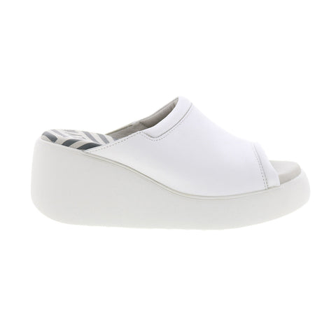 Fly London Doli DOLI042FLY-003 Womens White Leather Slides Sandals Shoes