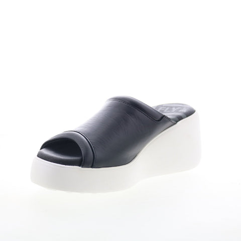 Fly London Doli DOLI042FLY-004 Womens Black Leather Slides Sandals Shoes