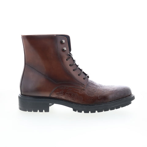 Robert Graham Doppleganger Mens Brown Leather Lace Up Casual Dress Boots