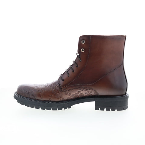 Robert Graham Doppleganger Mens Brown Leather Lace Up Casual Dress Boots