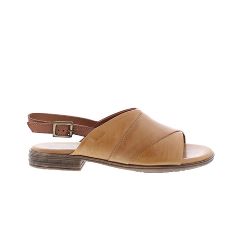 Miz Mooz Dorothy Womens Brown Leather Hook & Loop Slingback Sandals Shoes