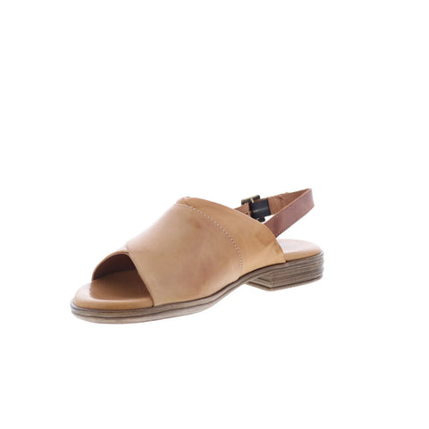 Miz Mooz Dorothy Womens Brown Leather Hook & Loop Slingback Sandals Shoes