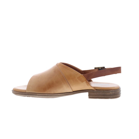 Miz Mooz Dorothy Womens Brown Leather Hook & Loop Slingback Sandals Shoes