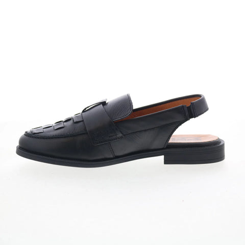Miz Mooz Dorsey Womens Black Leather Slip On Loafer Flats Shoes