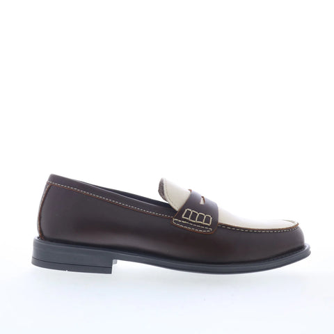 Steve Madden Draggo Mens Brown Leather Loafers & Slip Ons Penny Shoes