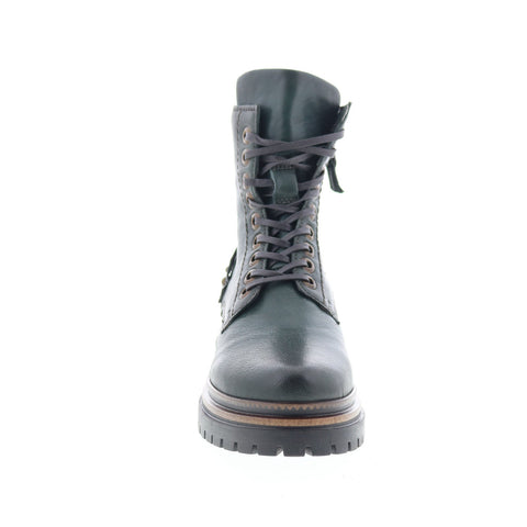 Miz Mooz Draven Womens Green Leather Lace Up Casual Dress Boots