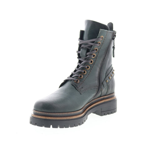 Miz Mooz Draven Womens Green Leather Lace Up Casual Dress Boots