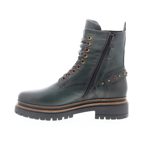Miz Mooz Draven Womens Green Leather Lace Up Casual Dress Boots