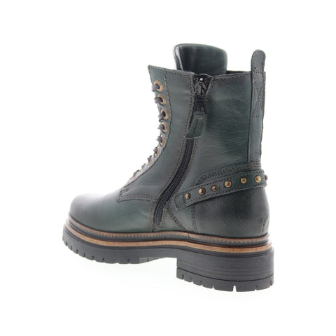 Miz Mooz Draven Womens Green Leather Lace Up Casual Dress Boots