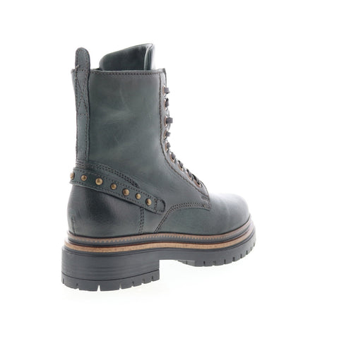 Miz Mooz Draven Womens Green Leather Lace Up Casual Dress Boots