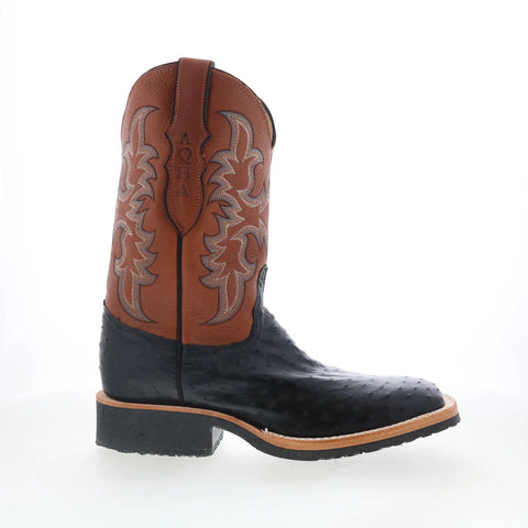 Justin Boots Drover Full Quill Ostrich Made In USA Mens Black Western Boots