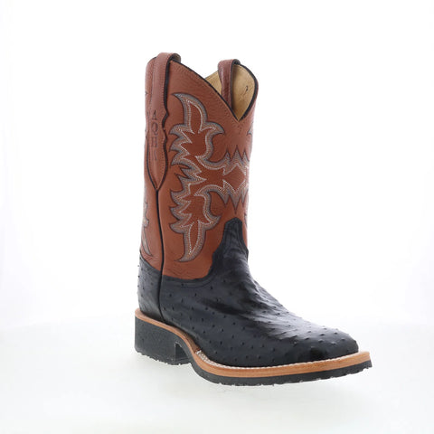 Justin Boots Drover Full Quill Ostrich Made In USA Mens Black Western Boots