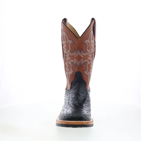 Justin Boots Drover Full Quill Ostrich Made In USA Mens Black Western Boots