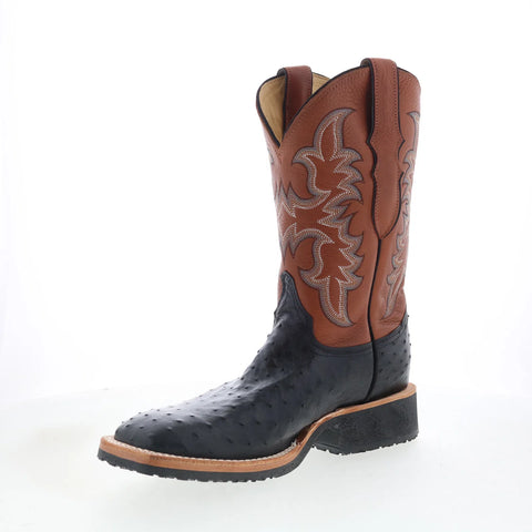 Justin Boots Drover Full Quill Ostrich Made In USA Mens Black Western Boots