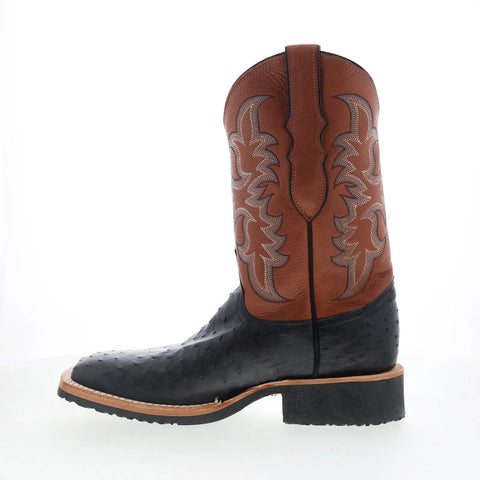 Justin Boots Drover Full Quill Ostrich Made In USA Mens Black Western Boots