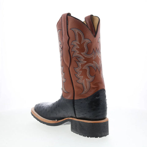 Justin Boots Drover Full Quill Ostrich Made In USA Mens Black Western Boots