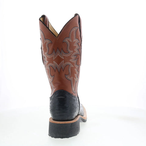 Justin Boots Drover Full Quill Ostrich Made In USA Mens Black Western Boots