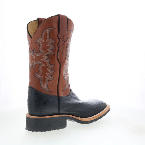 Justin Boots Drover Full Quill Ostrich Made In USA Mens Black Western Boots