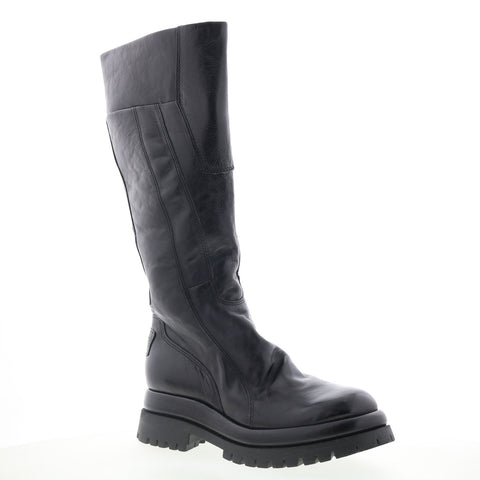 A.S. 98 Dulcie Womens Black Leather Zipper Knee High Boots