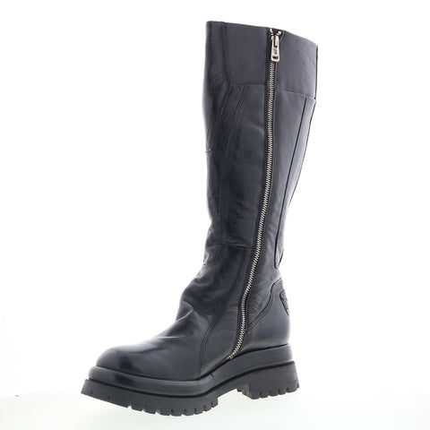 A.S. 98 Dulcie Womens Black Leather Zipper Knee High Boots