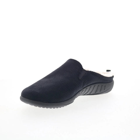 Spenco Dundee Corduroy Mens Black Wide Slip On Clogs Slippers Shoes