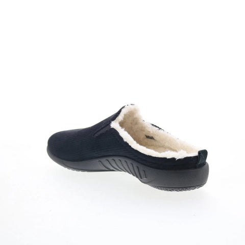 Spenco Dundee Corduroy Mens Black Wide Slip On Clogs Slippers Shoes