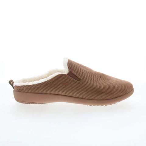 Spenco Dundee Corduroy Mens Brown Wide Slip On Clogs Slippers Shoes