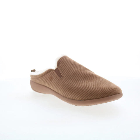 Spenco Dundee Corduroy Mens Brown Wide Slip On Clogs Slippers Shoes